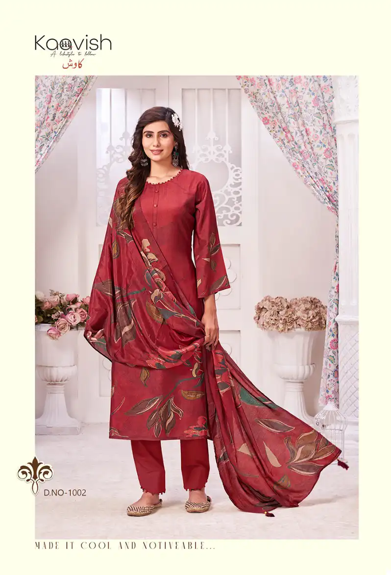 Kaavish Miraki Muslin Silk Wholesale Salwar Suit Catalog — Wholesale Salwar Suits, MPA wholesale from Surat - Gallery Image 3