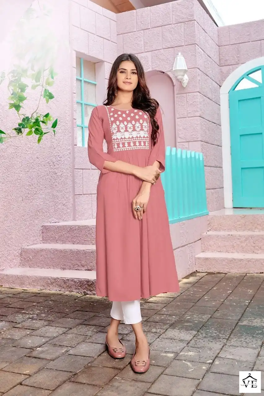 Vardan Ethnic Miss India D 34 Rayon Wholesale Long Kurtis Catalog — Wholesale Kurtis, MPA wholesale from Surat - Gallery Image 5