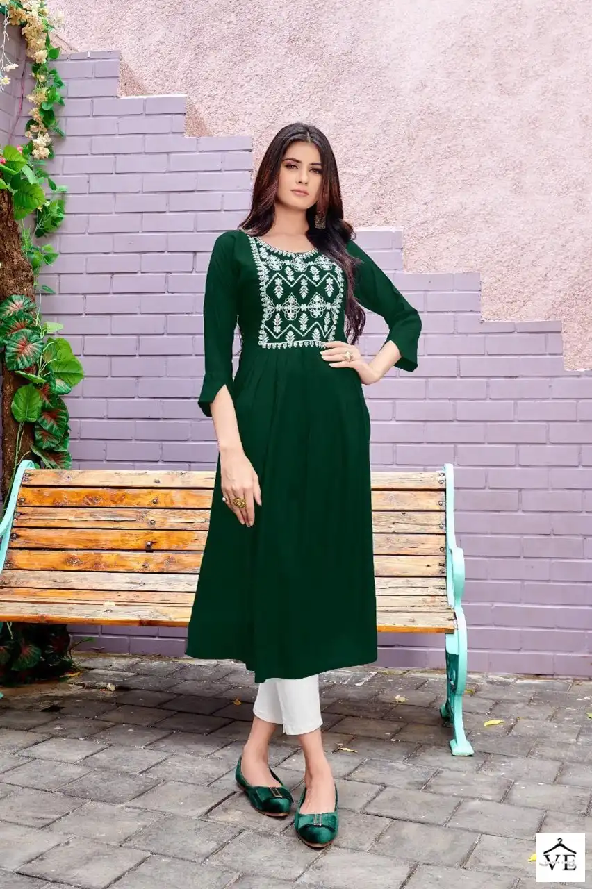 Vardan Ethnic Miss India D 34 Rayon Wholesale Long Kurtis Catalog — Wholesale Kurtis, MPA wholesale from Surat - Gallery Image 6