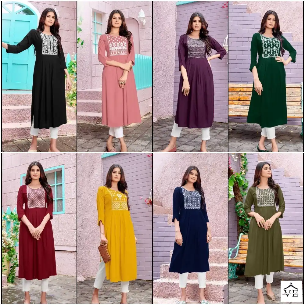 Vardan Ethnic Miss India D 34 Rayon Wholesale Long Kurtis Catalog — Wholesale Kurtis, MPA wholesale from Surat — view 8
