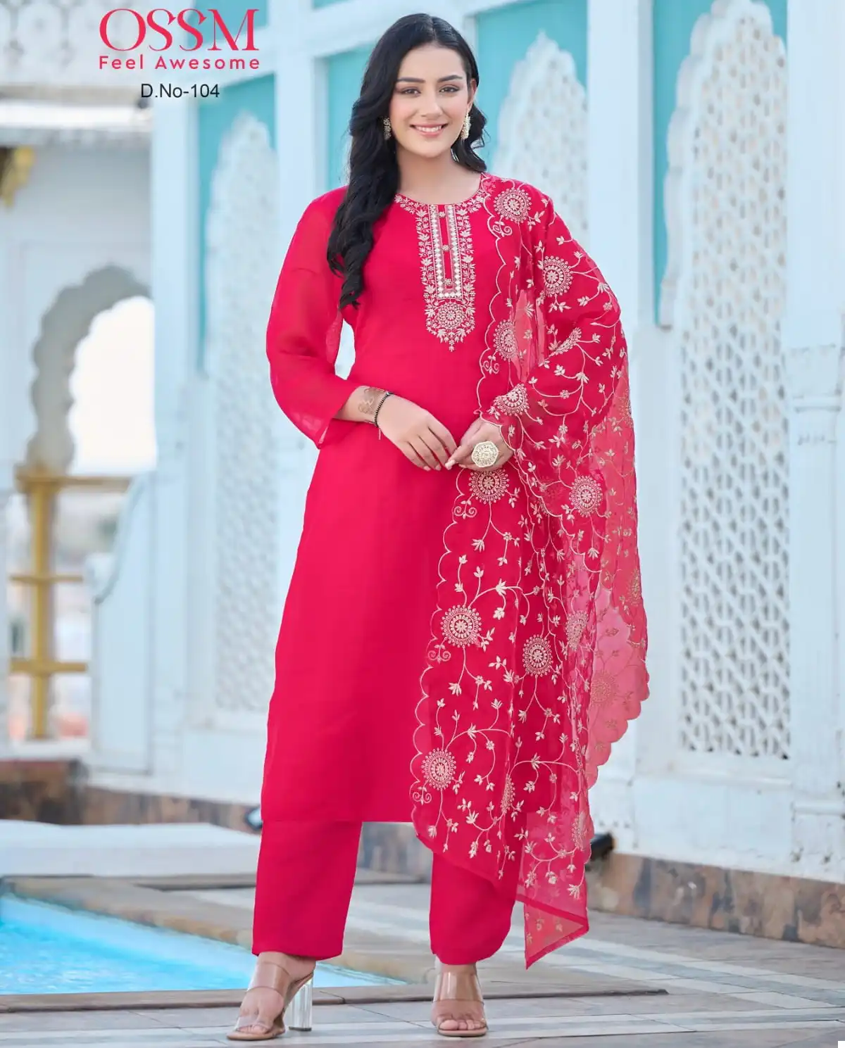 Ossm Mora Viscos Premium Organza Wholesale Readymade Suits Catalog — Wholesale Salwar Suits, MPA wholesale from Surat — view 1