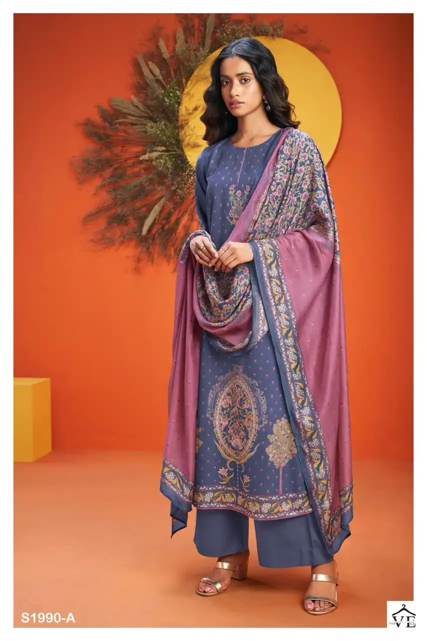 Ganga Mudra 1990 Premium Pure Pashmina Wholesale Designer Winter Wear Salwar Suit Catalog — Wholesale Salwar Suits, Ganga wholesale from Surat - Gallery Image 2