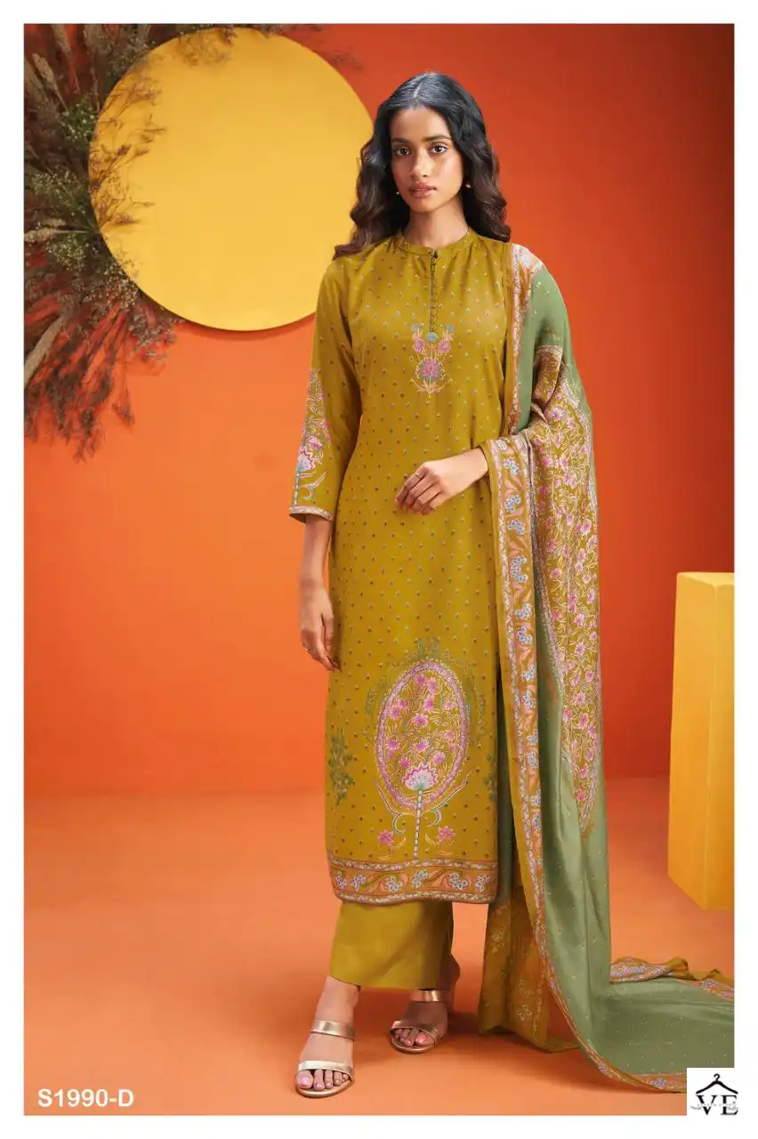 Ganga Mudra 1990 Premium Pure Pashmina Wholesale Designer Winter Wear Salwar Suit Catalog — Wholesale Salwar Suits, Ganga wholesale from Surat - Gallery Image 4