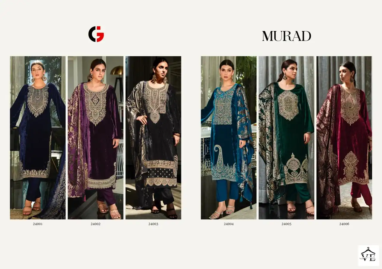 Deepsy Suits Gull Jee Murad Velvet Wholesale Heavy Embroidery Designer Winter Wear Salwar Suit Catalog — Wholesale Salwar Suits, MPA wholesale from Surat — view 7