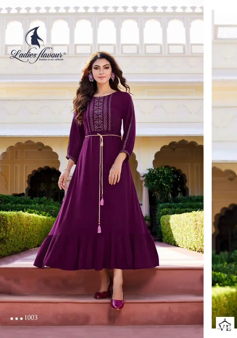 Ladies Flavour Mastani Rayon Wrinkle Wholesale Designer Long Kurtis Catalog — Wholesale Kurtis, MPA wholesale from Surat - Gallery Image 4