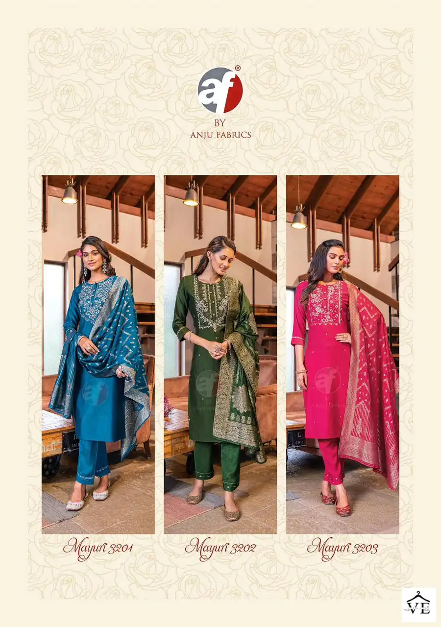 Anju Fabrics Mayuri Vol 3 Viscose Wholesale Designer Readymade Salwar Suit Catalog — Wholesale Salwar Suits, MPA wholesale from Surat — view 8