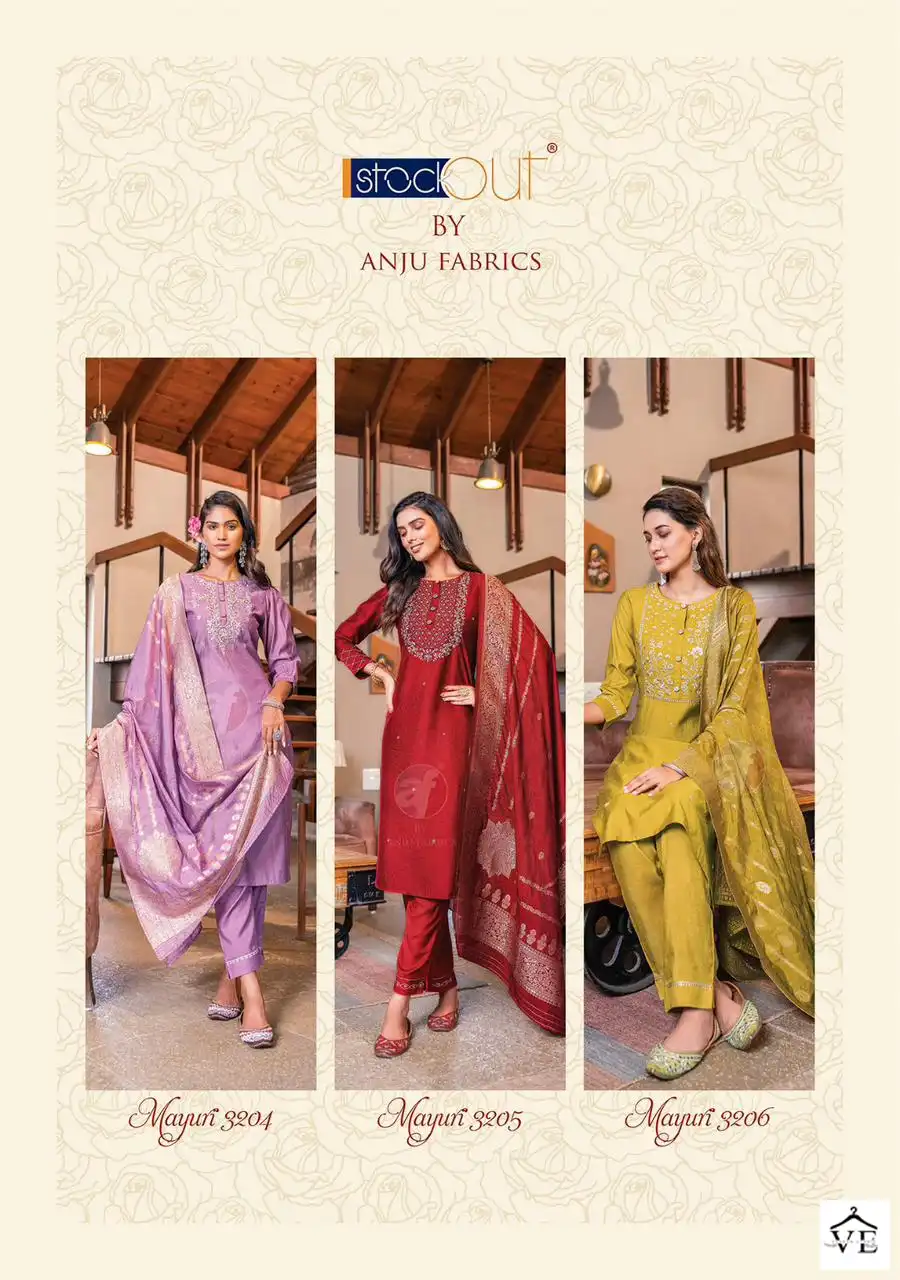 Anju Fabrics Mayuri Vol 3 Viscose Wholesale Designer Readymade Salwar Suit Catalog — Wholesale Salwar Suits, MPA wholesale from Surat - Gallery Image 7