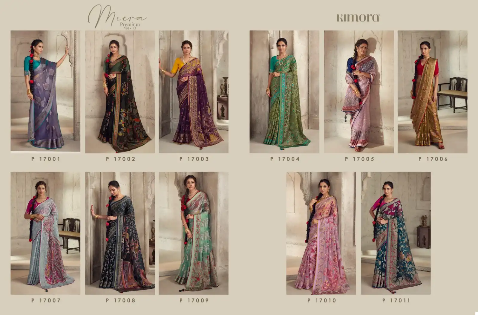 Kimora Meera Premium Vol 13 Soft Brasso Organza Wholesale Fancy Saree Catalog — Wholesale Sarees, Kimora wholesale from Surat — view 11