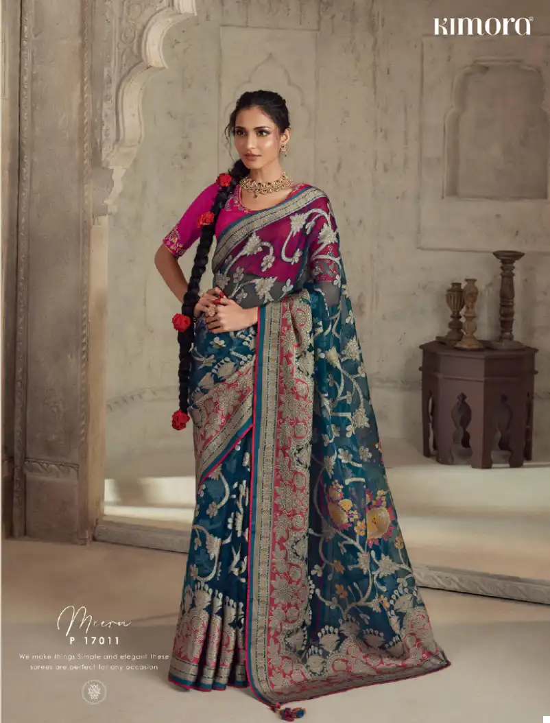 Kimora Meera Premium Vol 13 Soft Brasso Organza Wholesale Fancy Saree Catalog — Wholesale Sarees, Kimora wholesale from Surat - Gallery Image 5