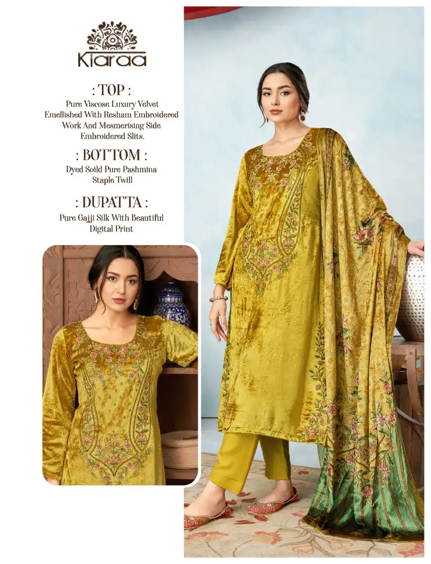 Kiaraa Mehraab Pure Viscose Luxury Velvet Wholesale Winter Wear Suits Catalog — Wholesale Salwar Suits, MPA wholesale from Surat — view 3