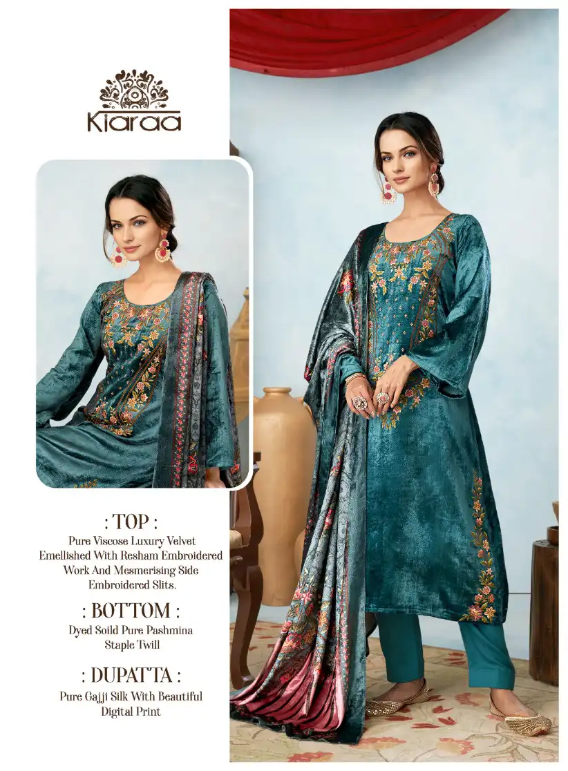 Kiaraa Mehraab Pure Viscose Luxury Velvet Wholesale Winter Wear Suits Catalog — Wholesale Salwar Suits, MPA wholesale from Surat — view 4