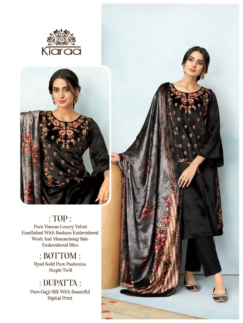 Kiaraa Mehraab Pure Viscose Luxury Velvet Wholesale Winter Wear Suits Catalog — Wholesale Salwar Suits, MPA wholesale from Surat — view 7