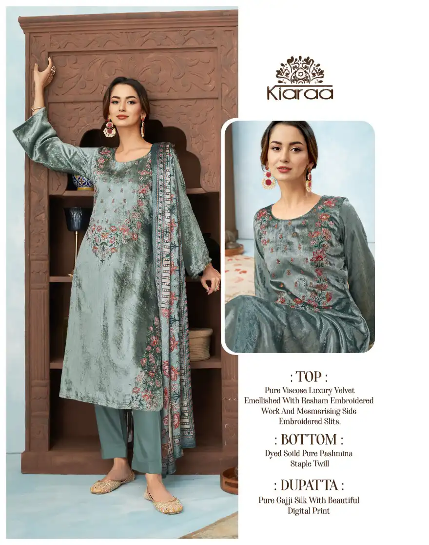 Kiaraa Mehraab Pure Viscose Luxury Velvet Wholesale Winter Wear Suits Catalog — Wholesale Salwar Suits, MPA wholesale from Surat — view 2