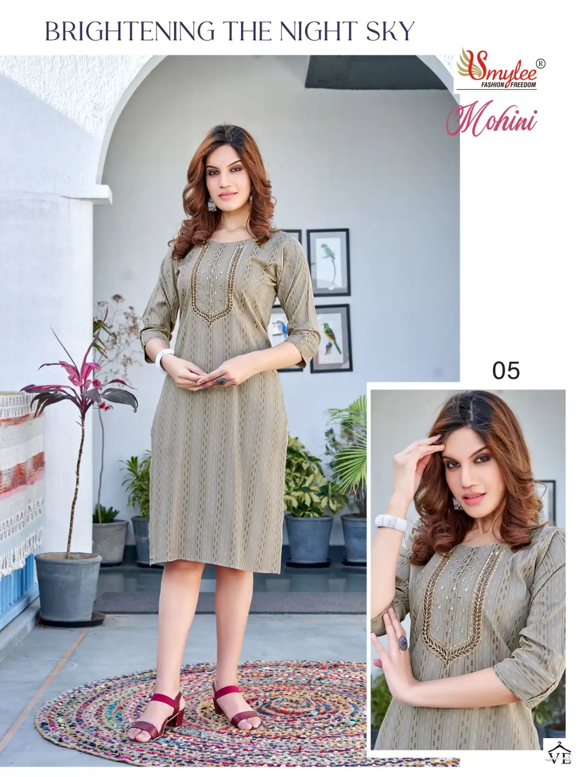 Smylee Mohin Heavy Waiving Rayon Wholesale Kurtis Catalog — Wholesale Kurtis, MPA wholesale from Surat - Gallery Image 4