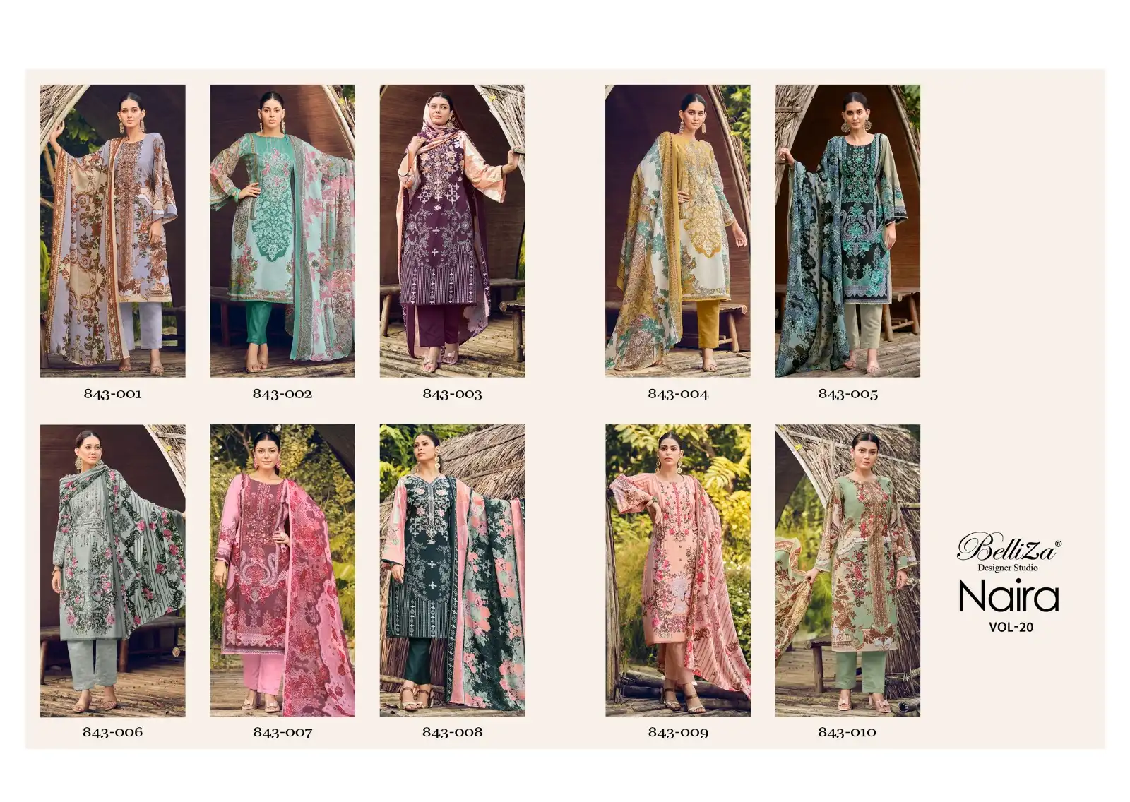 Belliza Designer Naira Vol 20 Cotton Wholesale Fancy Self Embroidery Work Salwar Suit Catalog — Wholesale Salwar Suits, Belliza Designer wholesale from Surat — view 11