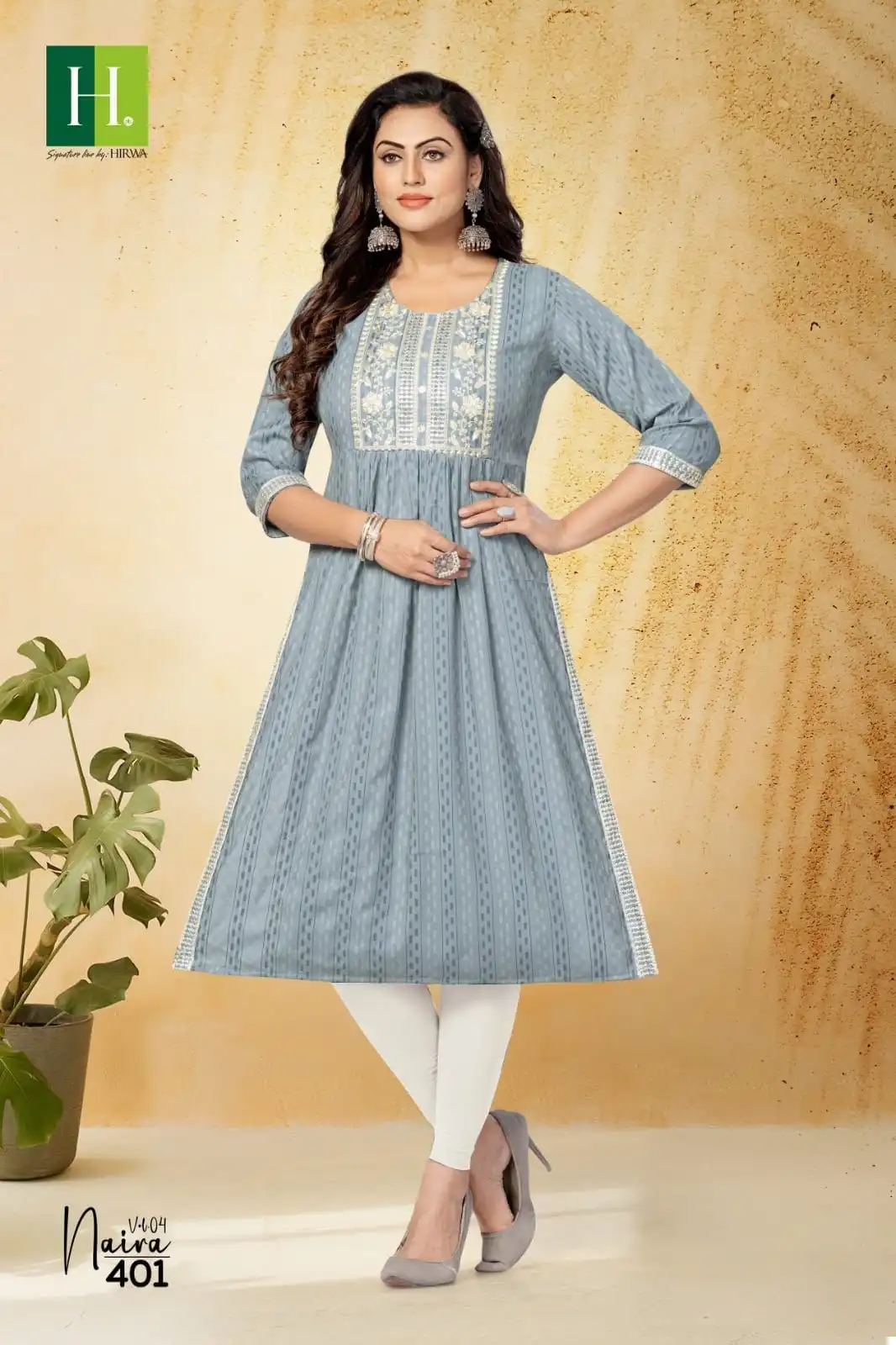 Hirwa Naira Vol 4 Self-Woven Fancy Viscose Rayon Wholesale Naira Cut Kurti Catalog - 7 Pcs Set — Wholesale Kurtis, MPA wholesale from Surat - Gallery Image 5