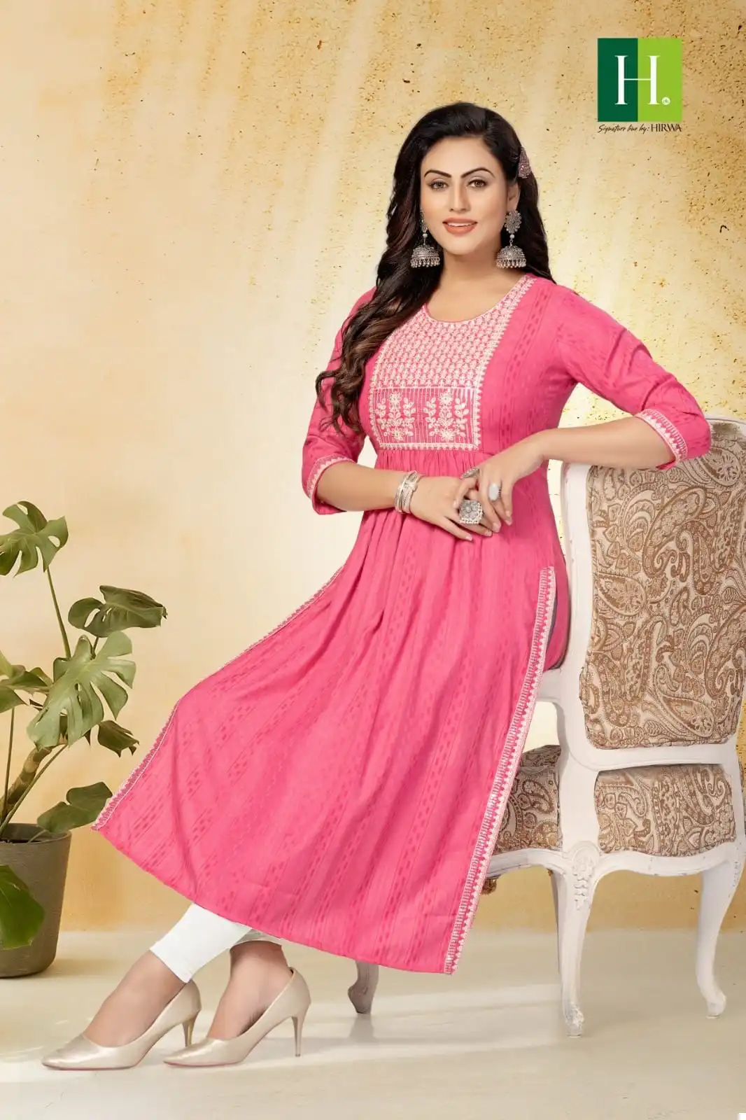 Hirwa Naira Vol 4 Self-Woven Fancy Viscose Rayon Wholesale Naira Cut Kurti Catalog - 7 Pcs Set — Wholesale Kurtis, MPA wholesale from Surat - Gallery Image 6