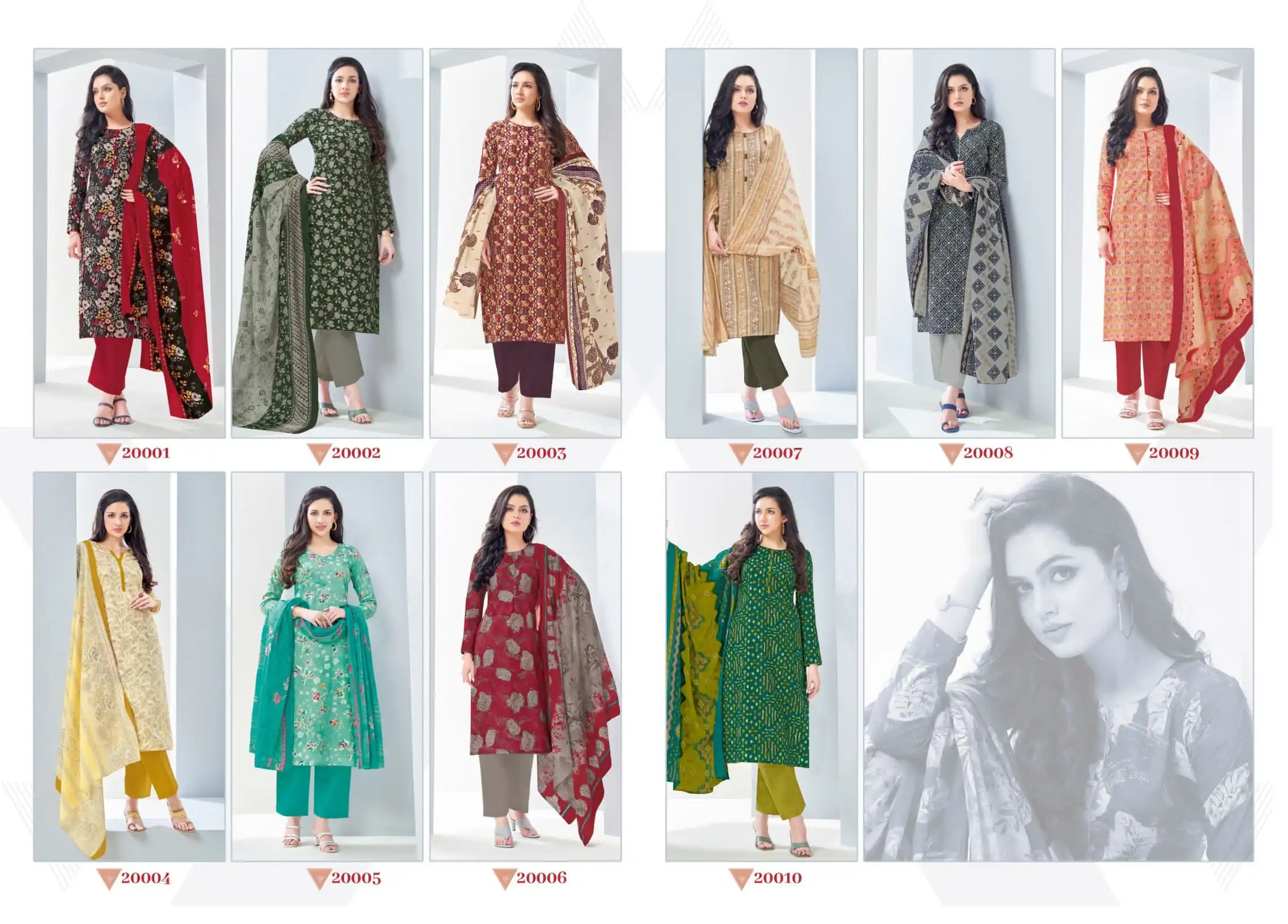 Suryajyoti Nargis Cotton Vol 20 Cotton Wholesale Salwar Suit Catalog — Wholesale Salwar Suits, MPA wholesale from Surat — view 11