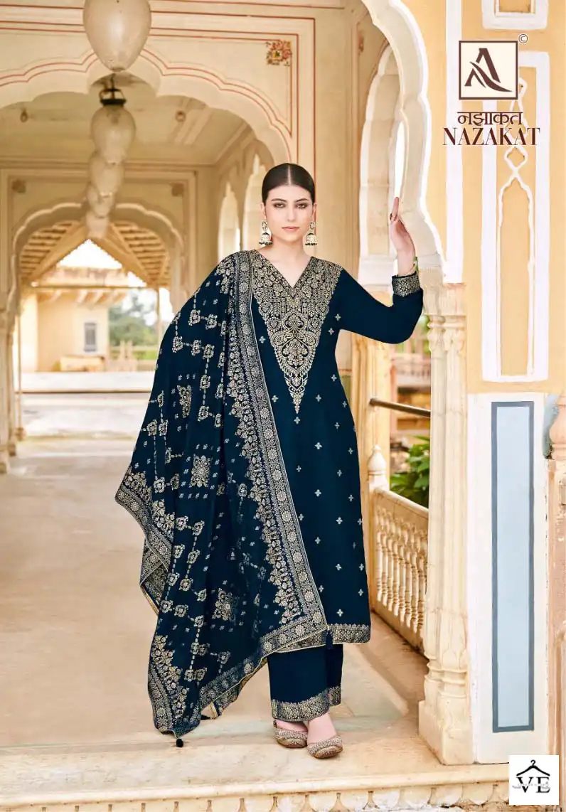 Alok Suits Nazakat Pashmina Wholesale Heavy Hand Work Designer Winter Wear Salwar Suit Catalog — Wholesale Salwar Suits, Alok Suit wholesale from Surat - Gallery Image 2