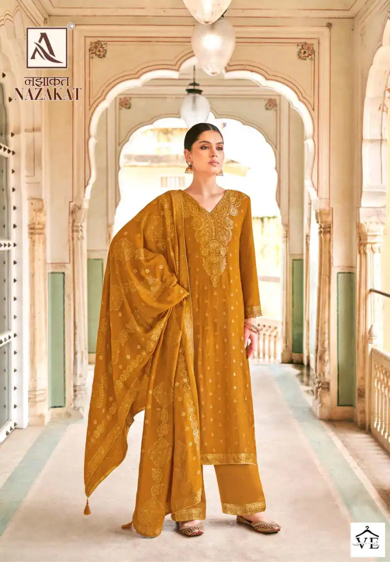 Alok Suits Nazakat Pashmina Wholesale Heavy Hand Work Designer Winter Wear Salwar Suit Catalog — Wholesale Salwar Suits, Alok Suit wholesale from Surat - Gallery Image 3