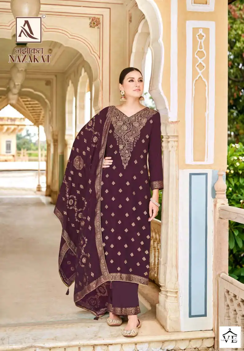 Alok Suits Nazakat Pashmina Wholesale Heavy Hand Work Designer Winter Wear Salwar Suit Catalog — Wholesale Salwar Suits, Alok Suit wholesale from Surat - Gallery Image 4