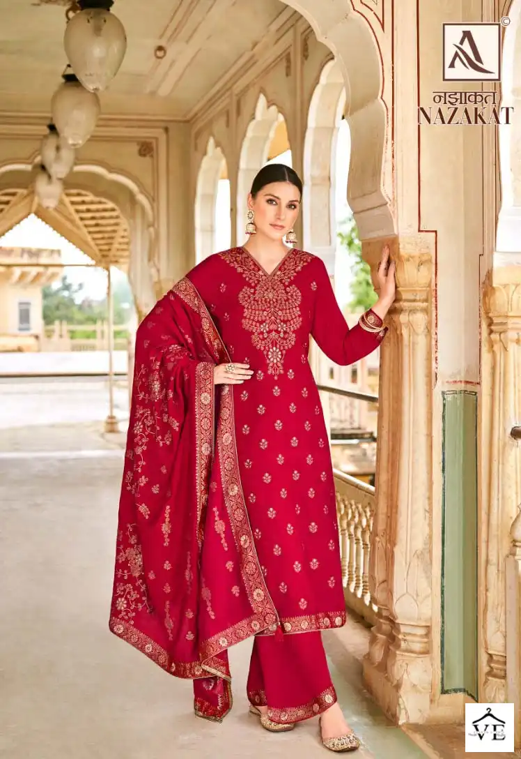 Alok Suits Nazakat Pashmina Wholesale Heavy Hand Work Designer Winter Wear Salwar Suit Catalog — Wholesale Salwar Suits, Alok Suit wholesale from Surat - Gallery Image 5
