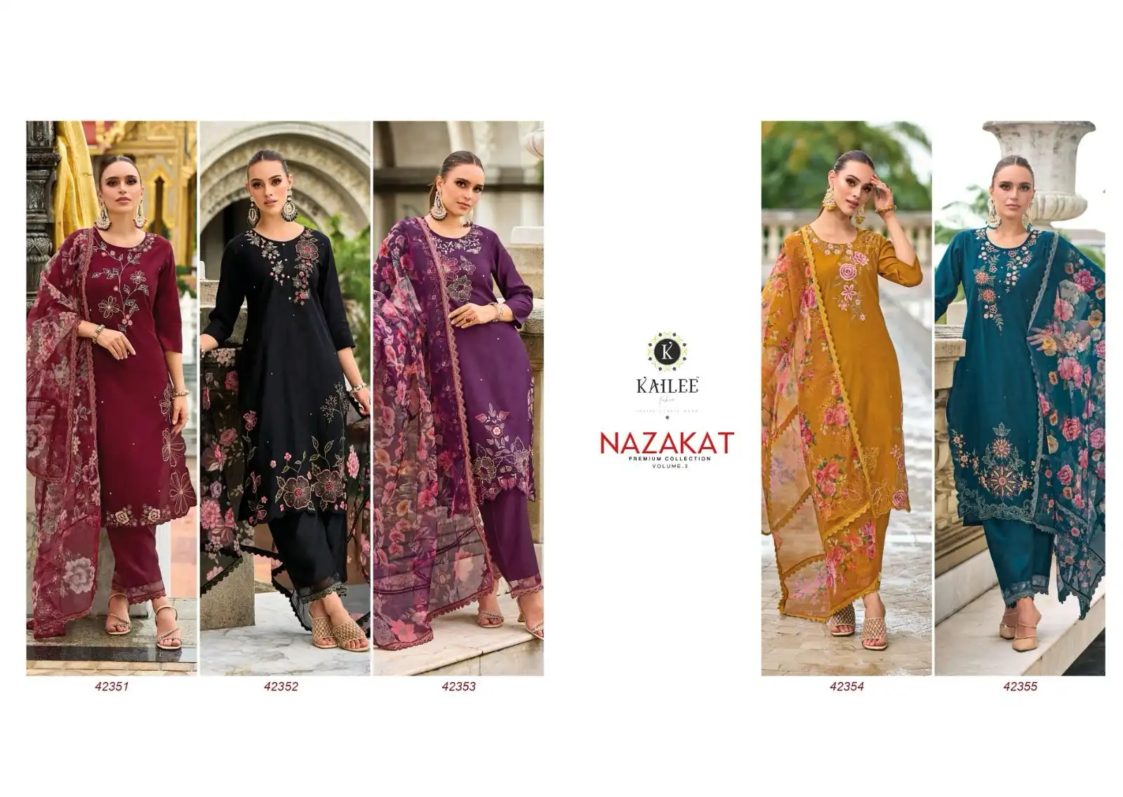 Kailee Fashion Nazakat Vol-3 Pure Viscose Silk Wholesale Readymade Suits Catalog — Wholesale Salwar Suits, Kailee Fashion wholesale from Surat — view 6