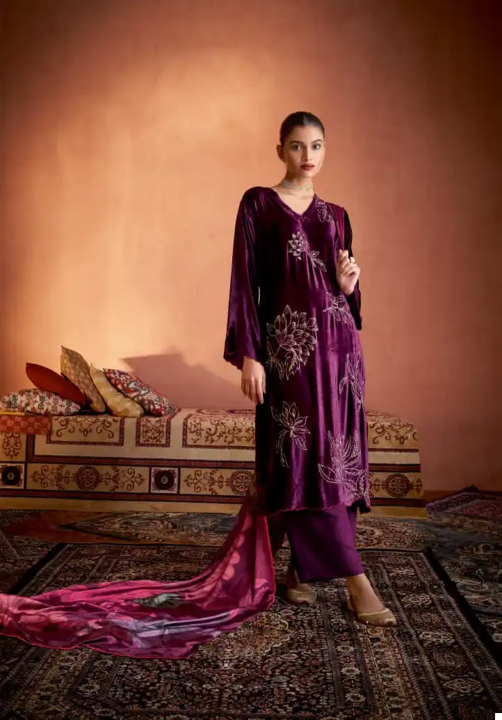 Sahiba Nazneen Pure Viscose Velvet Wholesale Designer Winter Wear Salwar Suit Catalog — Wholesale Salwar Suits, MPA wholesale from Surat - Gallery Image 2