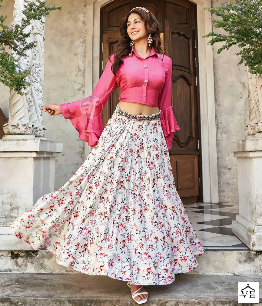 Vardan Ethnic Nd 9302 Viscose Silk Wholesale Designer Skirt With Crop Top — Wholesale Kurtis, MPA wholesale from Surat — view 1