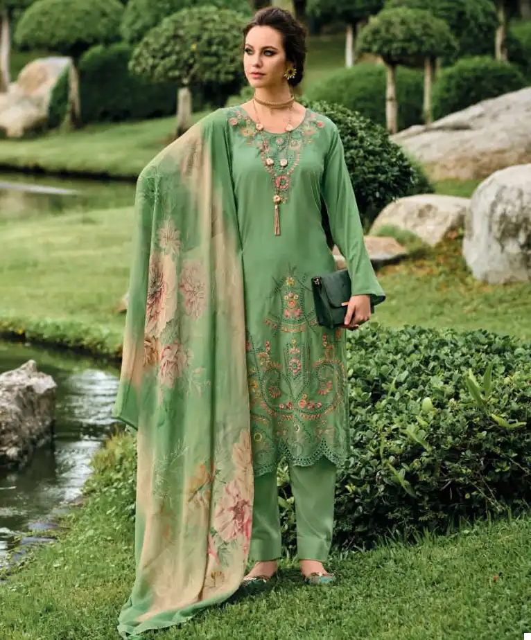 Ibiza Needle Wonder Pashmina Wholesale Fancy Embroidery Works Winter Wear Salwar Suit Catalog — Wholesale Salwar Suits, Ibiza wholesale from Surat — view 1