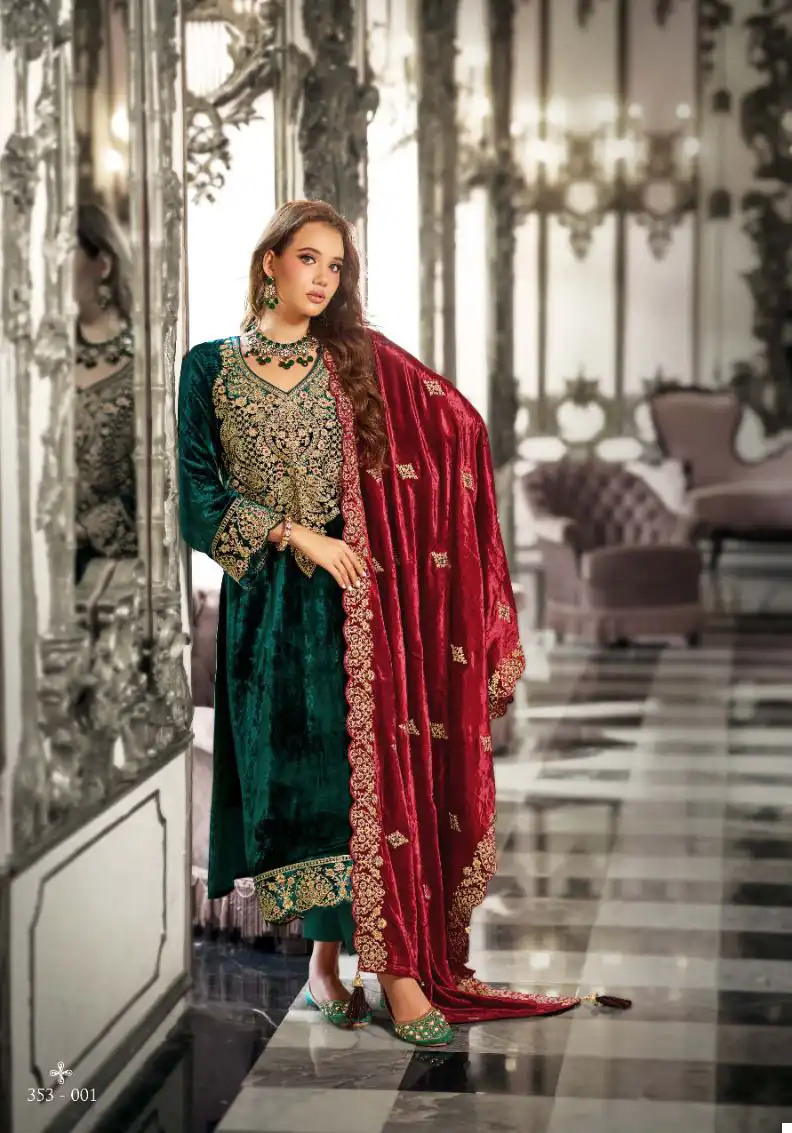 Sargam Noor E Ishq Pure Viscose Velvet Wholesale Designer Winter Wear Salwar Suit Catalog — Wholesale Salwar Suits, MPA wholesale from Surat - Gallery Image 2