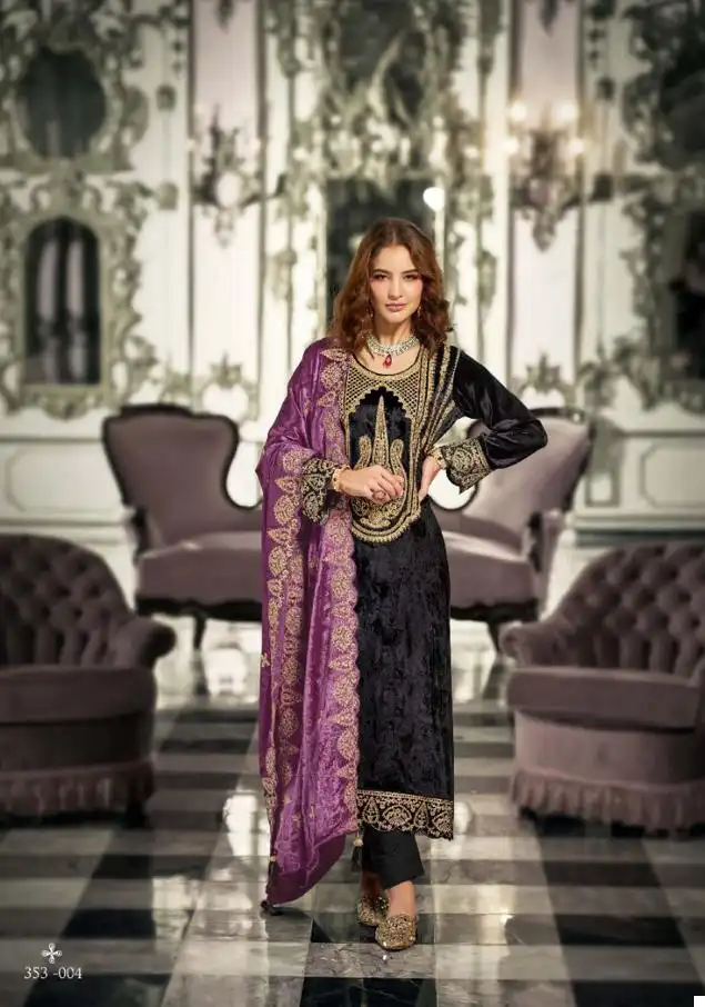 Sargam Noor E Ishq Pure Viscose Velvet Wholesale Designer Winter Wear Salwar Suit Catalog — Wholesale Salwar Suits, MPA wholesale from Surat - Gallery Image 4
