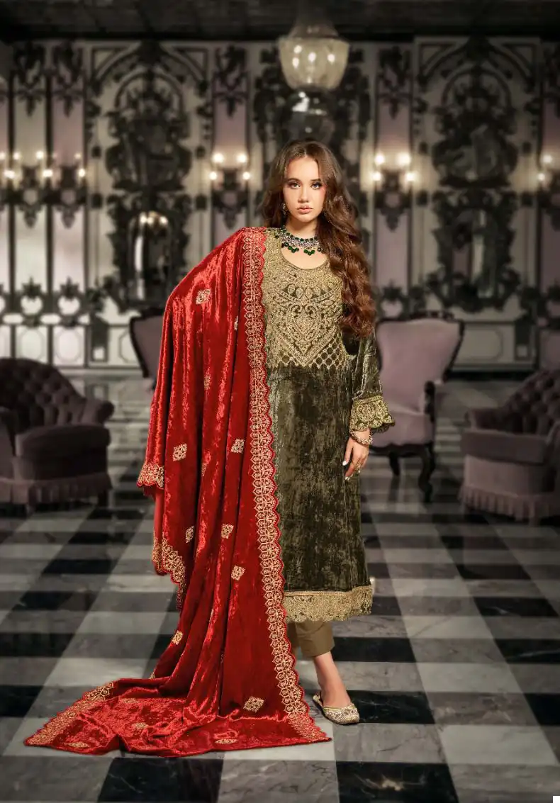 Sargam Noor E Ishq Pure Viscose Velvet Wholesale Designer Winter Wear Salwar Suit Catalog — Wholesale Salwar Suits, MPA wholesale from Surat - Gallery Image 5
