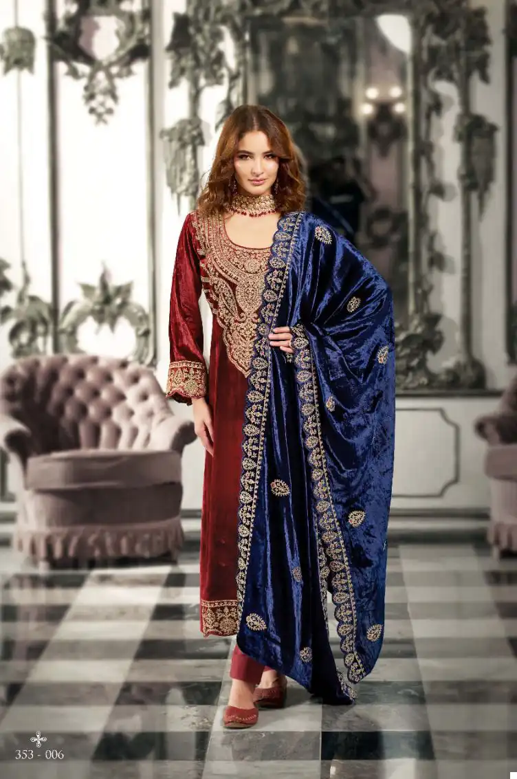 Sargam Noor E Ishq Pure Viscose Velvet Wholesale Designer Winter Wear Salwar Suit Catalog — Wholesale Salwar Suits, MPA wholesale from Surat - Gallery Image 6