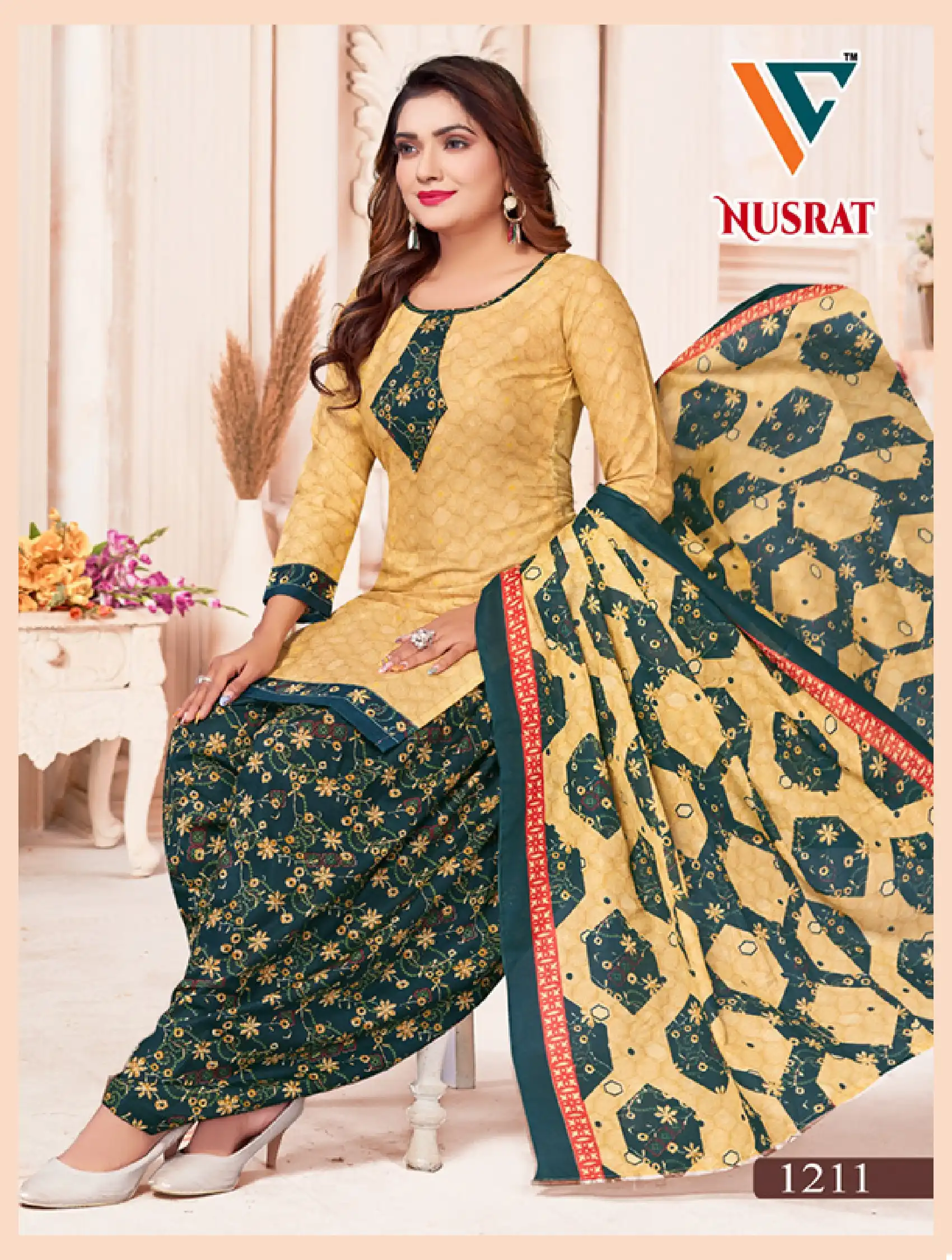 Vandana Nusrat Vol 12 Cotton Wholesale Salwar Suit Catalog — Wholesale Salwar Suits, MPA wholesale from Surat - Gallery Image 11