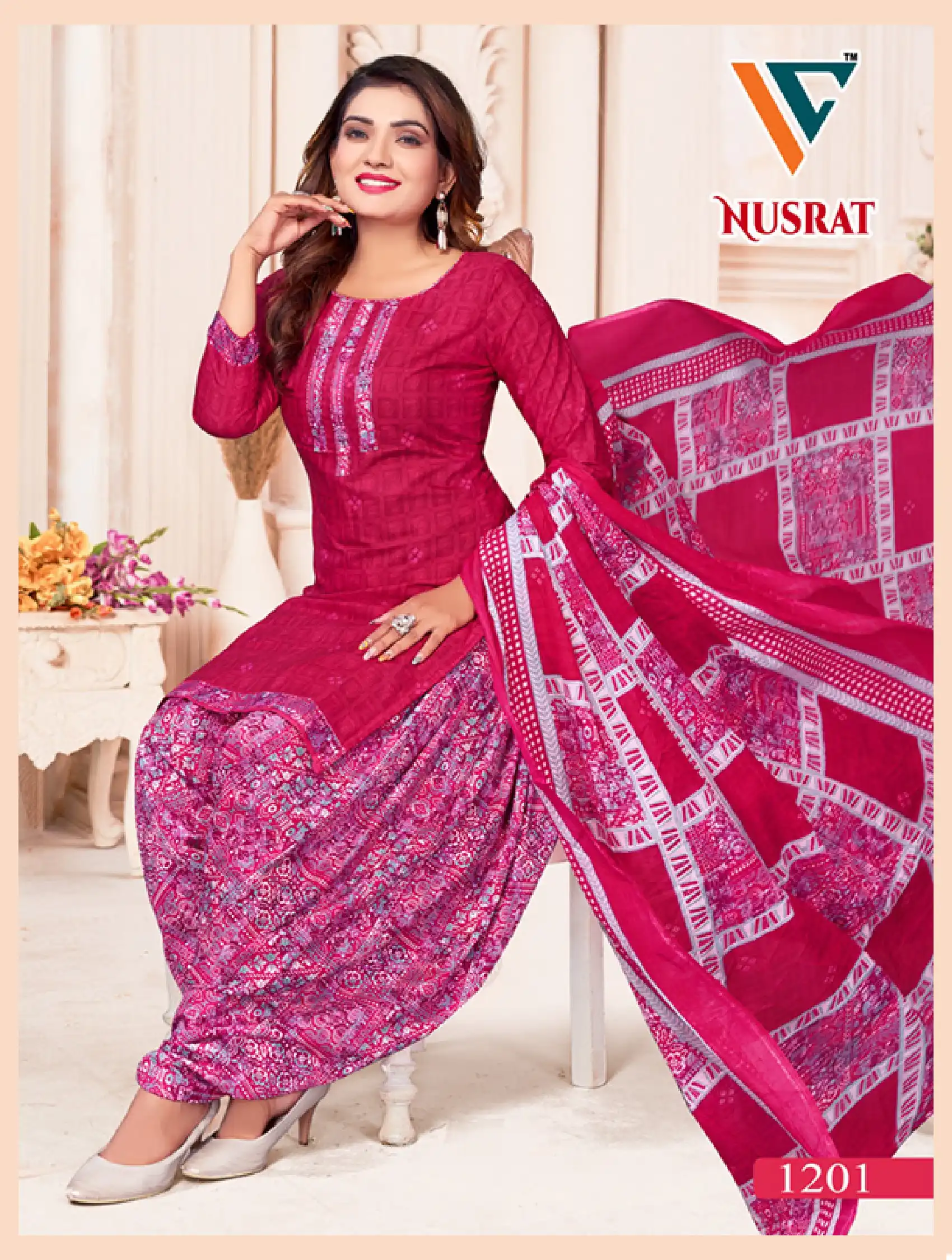 Vandana Nusrat Vol 12 Cotton Wholesale Salwar Suit Catalog — Wholesale Salwar Suits, MPA wholesale from Surat - Gallery Image 2