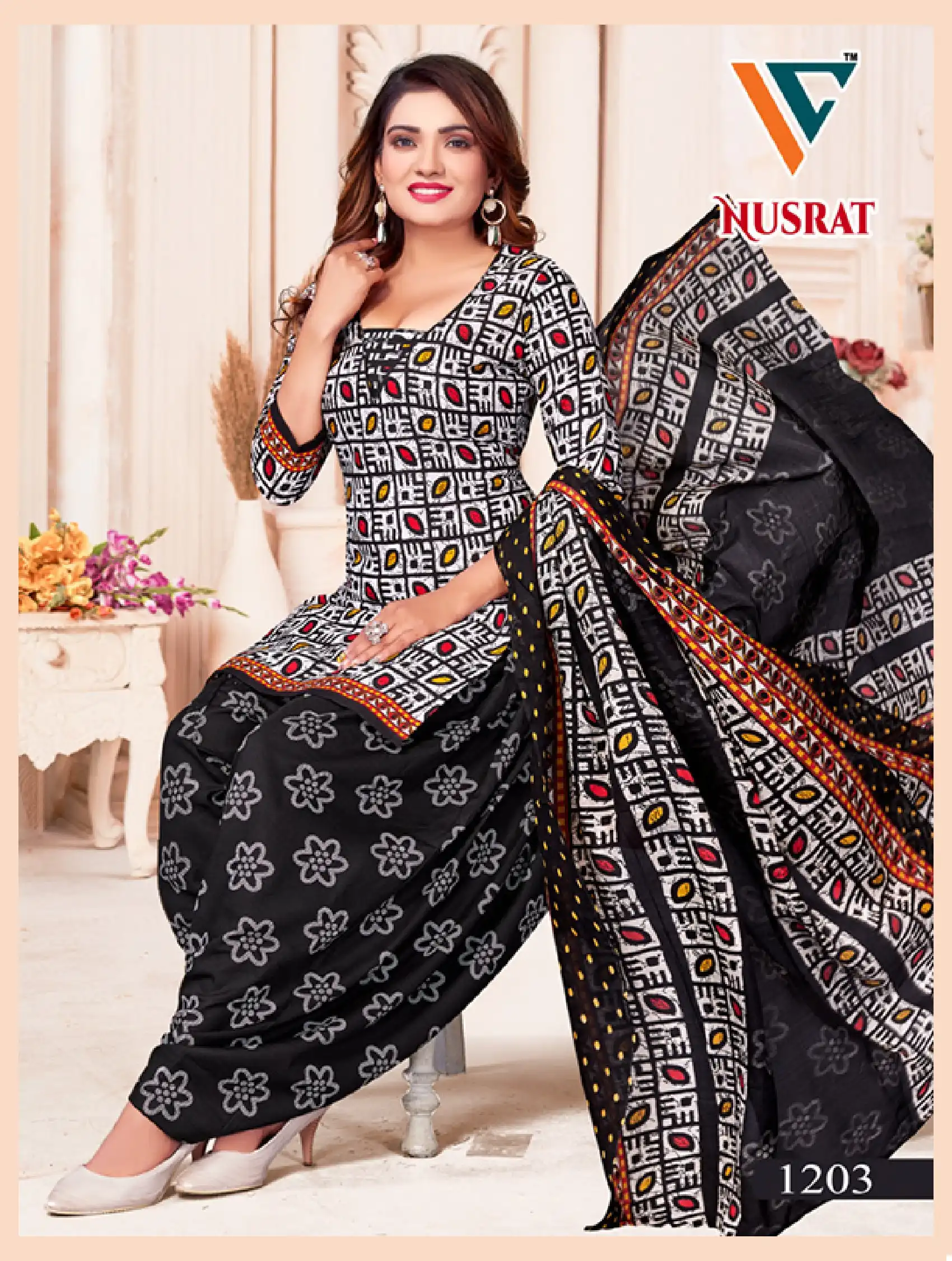 Vandana Nusrat Vol 12 Cotton Wholesale Salwar Suit Catalog — Wholesale Salwar Suits, MPA wholesale from Surat - Gallery Image 4