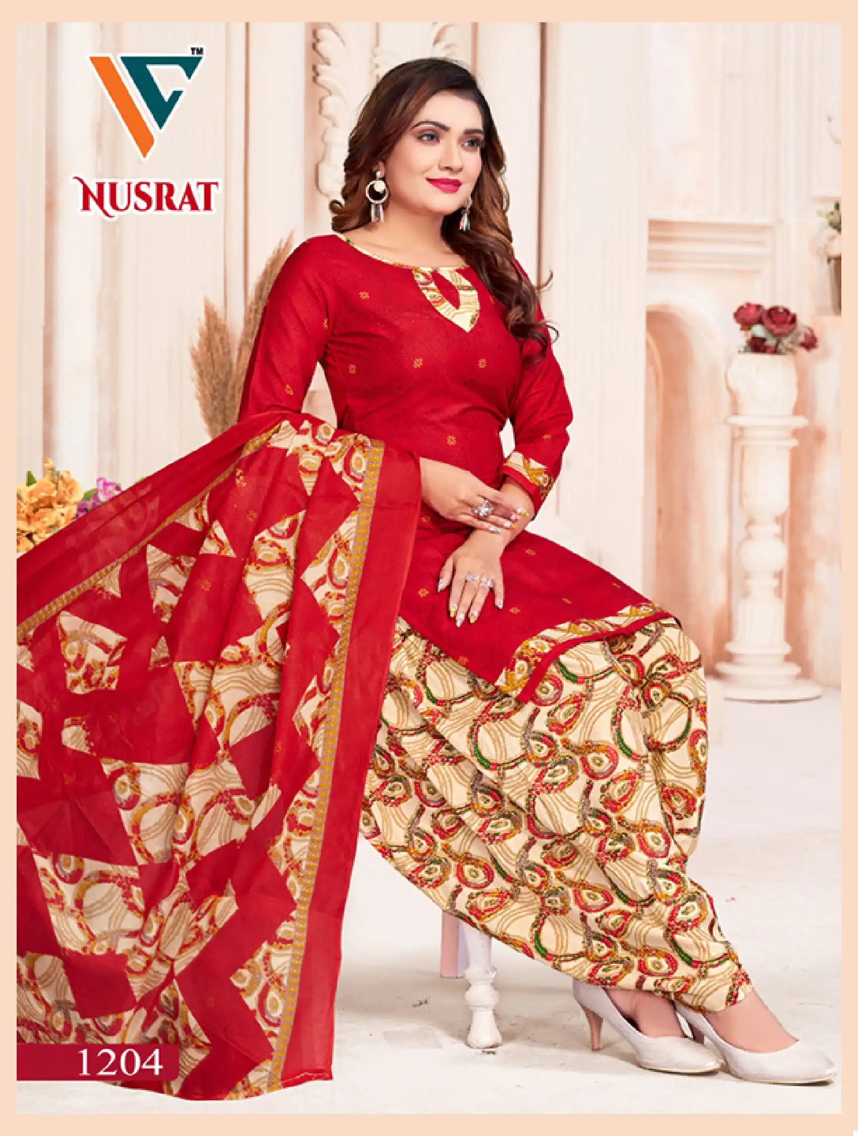 Vandana Nusrat Vol 12 Cotton Wholesale Salwar Suit Catalog — Wholesale Salwar Suits, MPA wholesale from Surat - Gallery Image 5