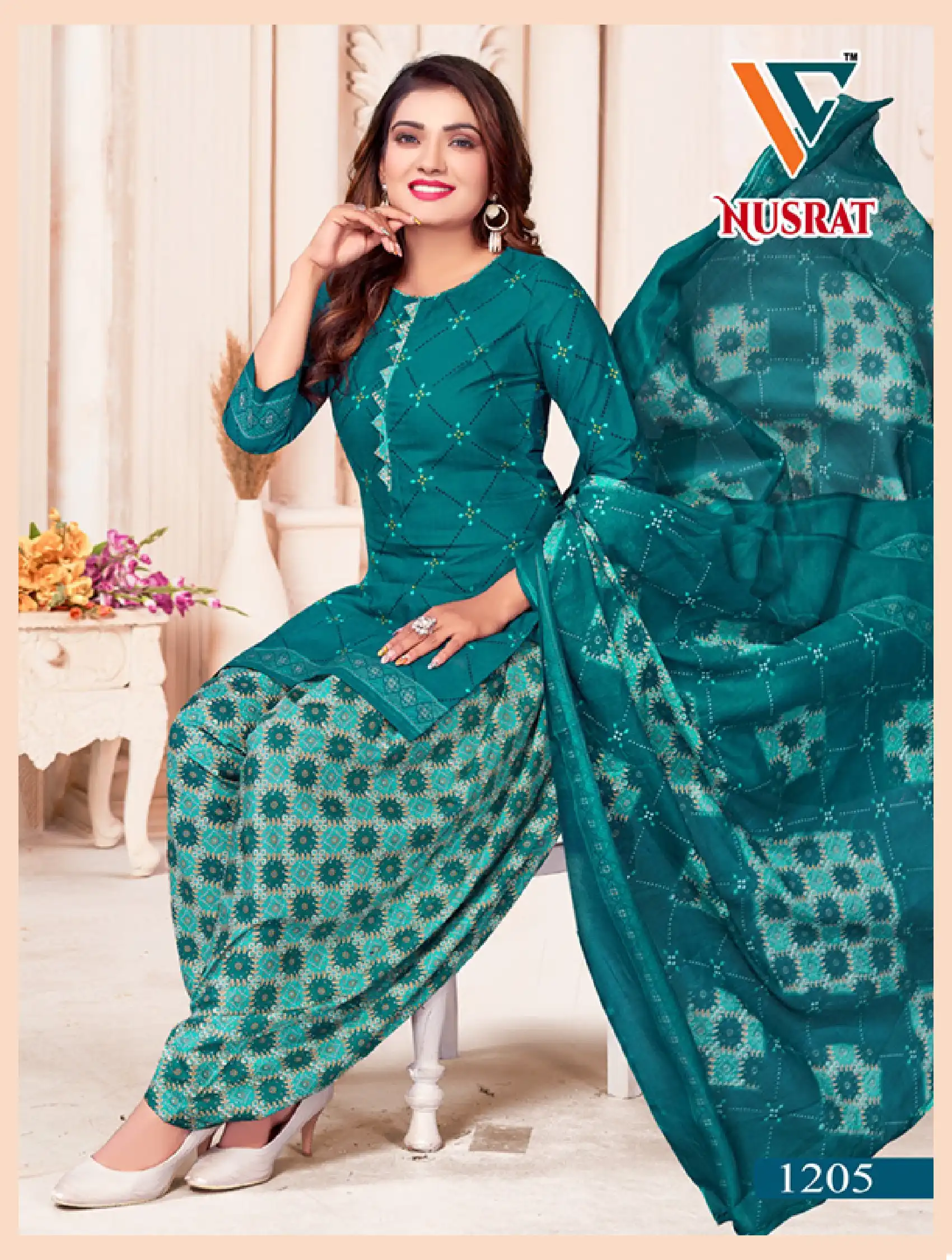 Vandana Nusrat Vol 12 Cotton Wholesale Salwar Suit Catalog — Wholesale Salwar Suits, MPA wholesale from Surat - Gallery Image 6
