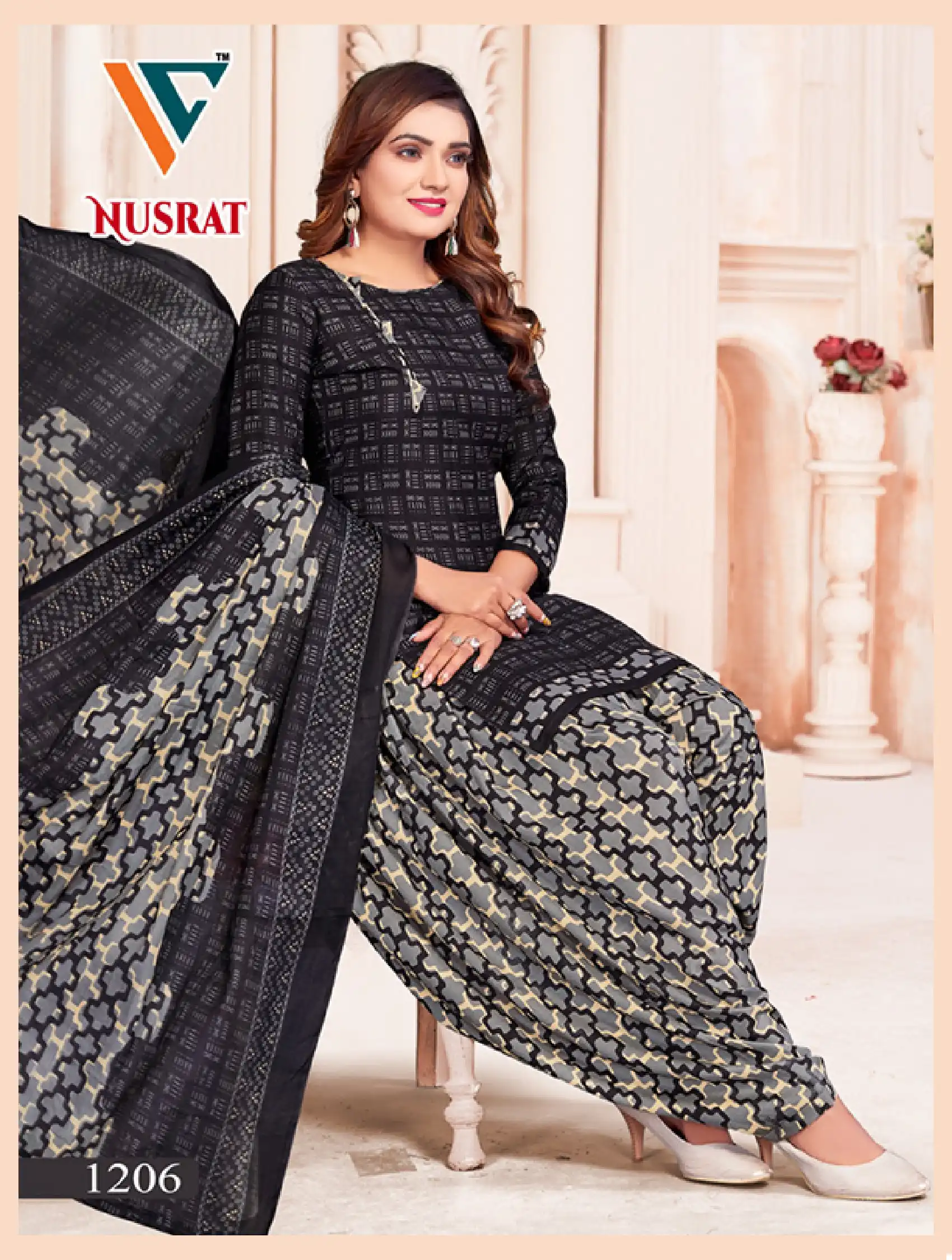 Vandana Nusrat Vol 12 Cotton Wholesale Salwar Suit Catalog — Wholesale Salwar Suits, MPA wholesale from Surat - Gallery Image 7