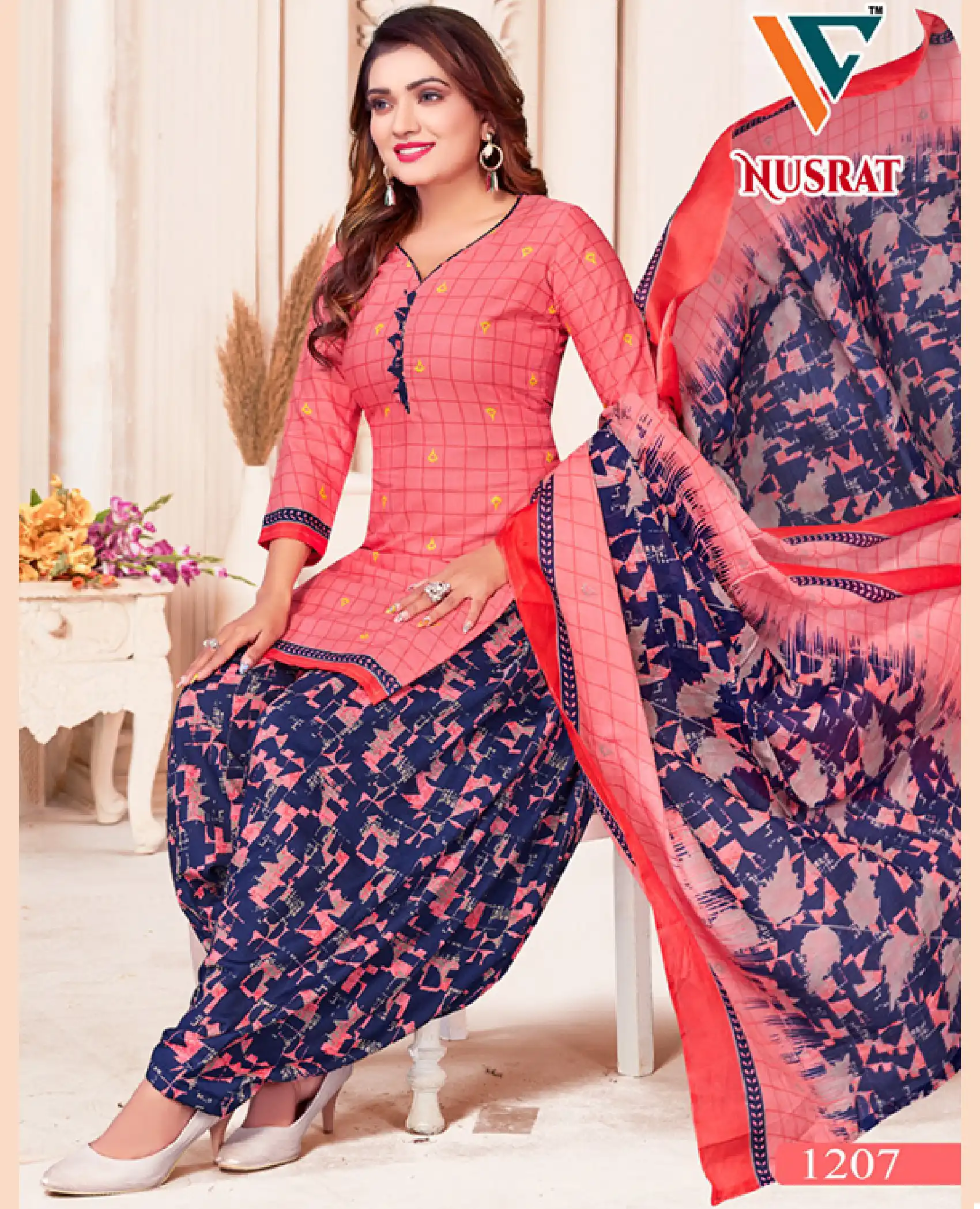 Vandana Nusrat Vol 12 Cotton Wholesale Salwar Suit Catalog — Wholesale Salwar Suits, MPA wholesale from Surat — view 1