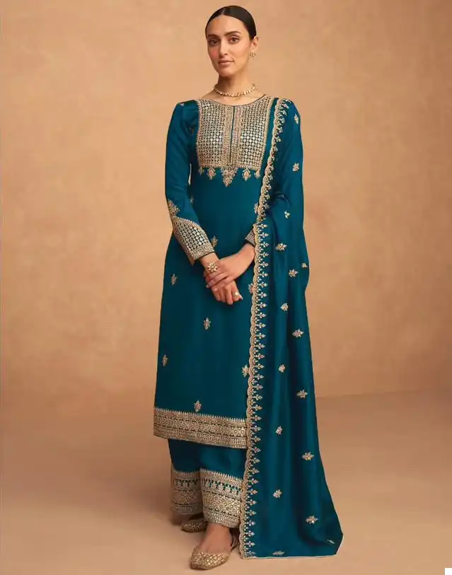 Aashirwad Odhani Premium Silk Wholesale Salwar Suit Catalog — Wholesale Salwar Suits, Aashirwad Creation wholesale from Surat — view 1
