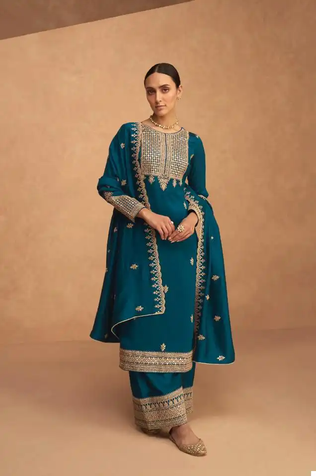 Aashirwad Odhani Premium Silk Wholesale Salwar Suit Catalog — Wholesale Salwar Suits, Aashirwad Creation wholesale from Surat - Gallery Image 2