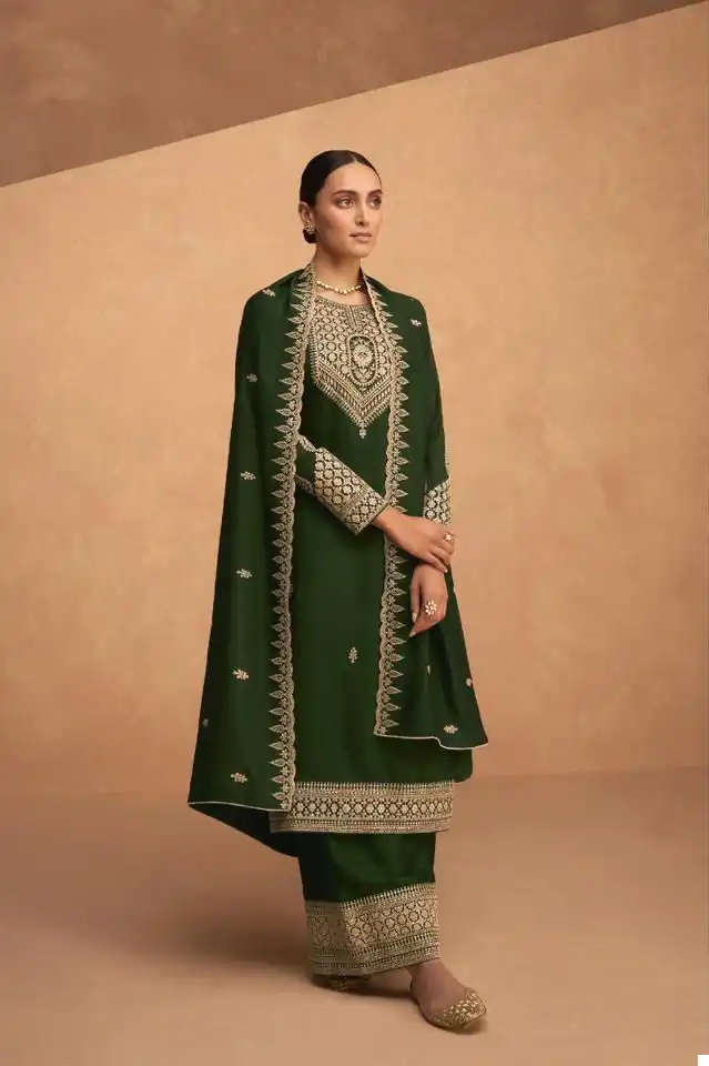 Aashirwad Odhani Premium Silk Wholesale Salwar Suit Catalog — Wholesale Salwar Suits, Aashirwad Creation wholesale from Surat - Gallery Image 3