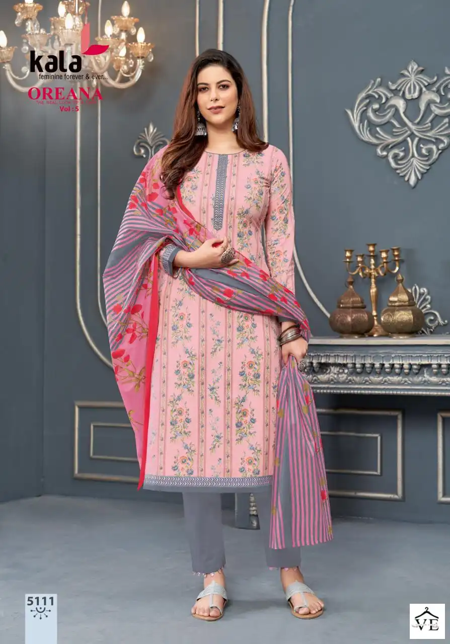 Kala Fashion Oreana Vol 5 Cotton Wholesale Salwar Suit Catalog — Wholesale Salwar Suits, MPA wholesale from Surat - Gallery Image 11
