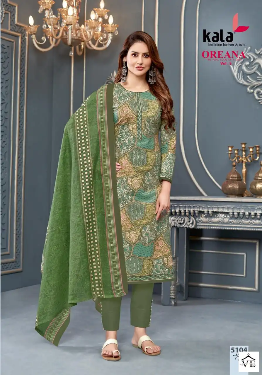 Kala Fashion Oreana Vol 5 Cotton Wholesale Salwar Suit Catalog — Wholesale Salwar Suits, MPA wholesale from Surat - Gallery Image 4