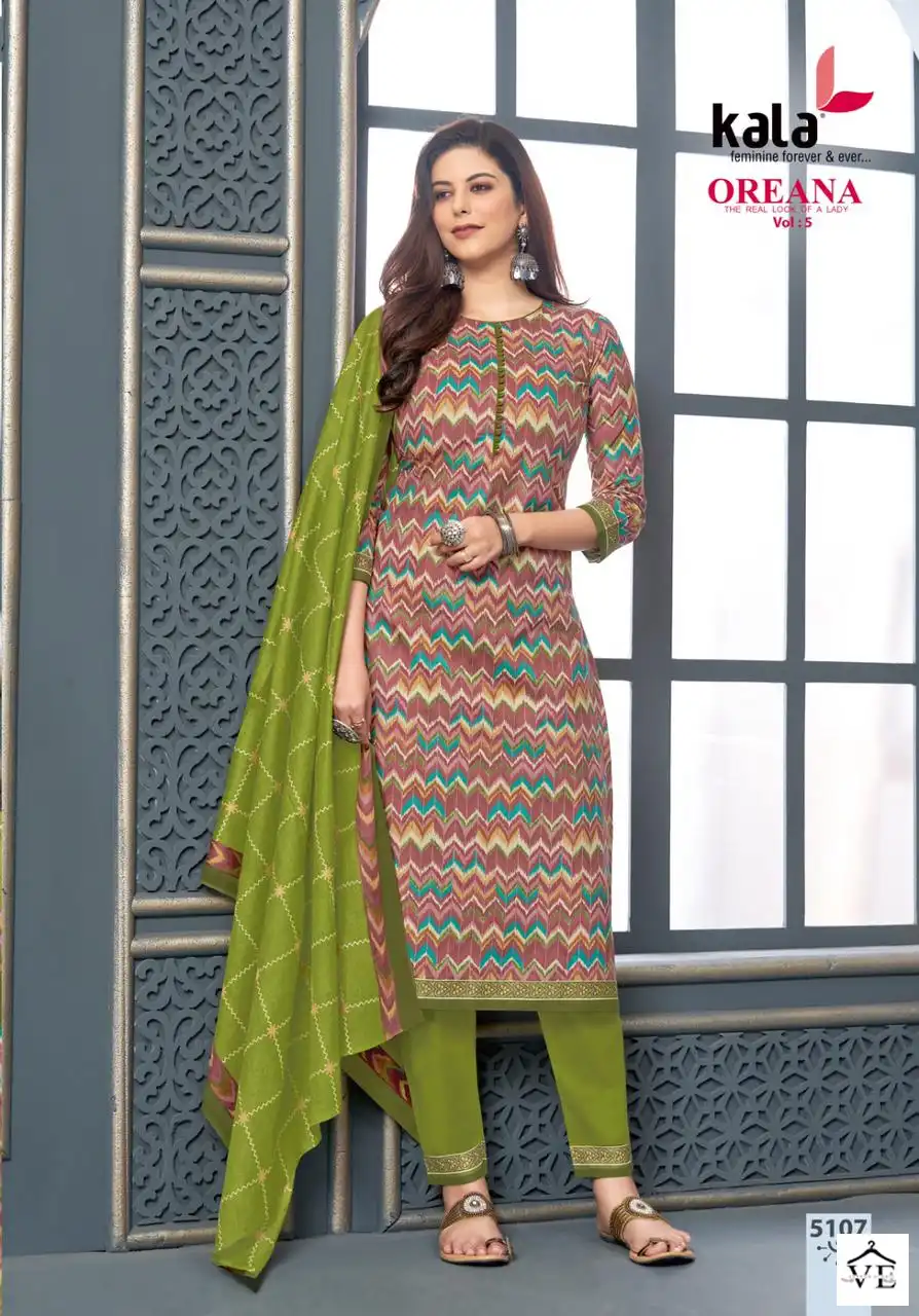 Kala Fashion Oreana Vol 5 Cotton Wholesale Salwar Suit Catalog — Wholesale Salwar Suits, MPA wholesale from Surat - Gallery Image 7