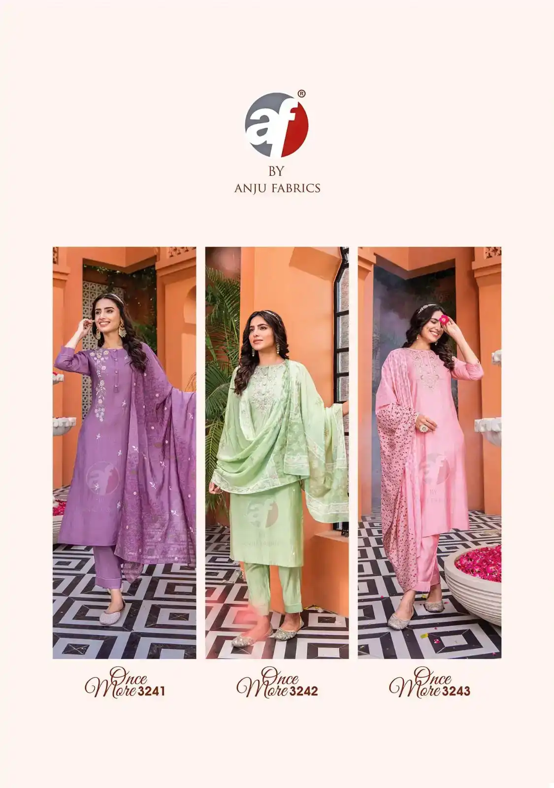 Anju Fabrics Once More Vol 3 Nylon By Viscose Wholesale Readymade Suits Catalog — Wholesale Salwar Suits, MPA wholesale from Surat - Gallery Image 5