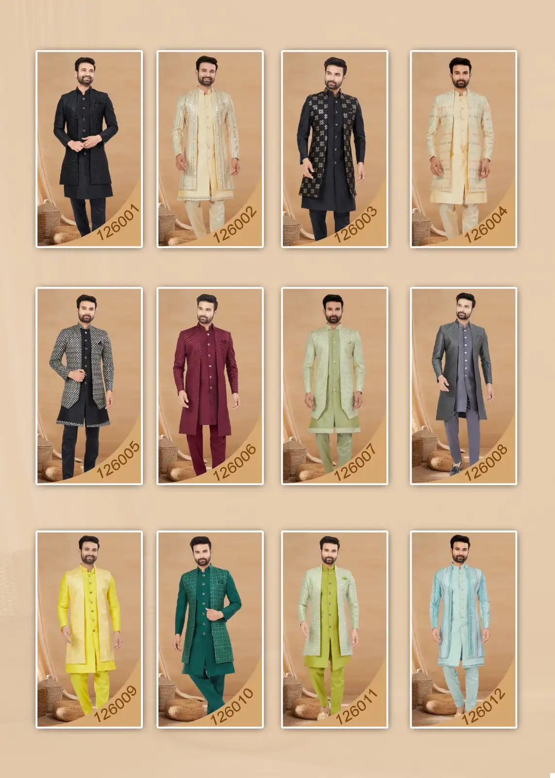 Outlook Premium Series Vol 126 Heavy Art Silk Wholesale Indo Western Sherwani Catalog — Singles, MPA wholesale from Surat — view 13