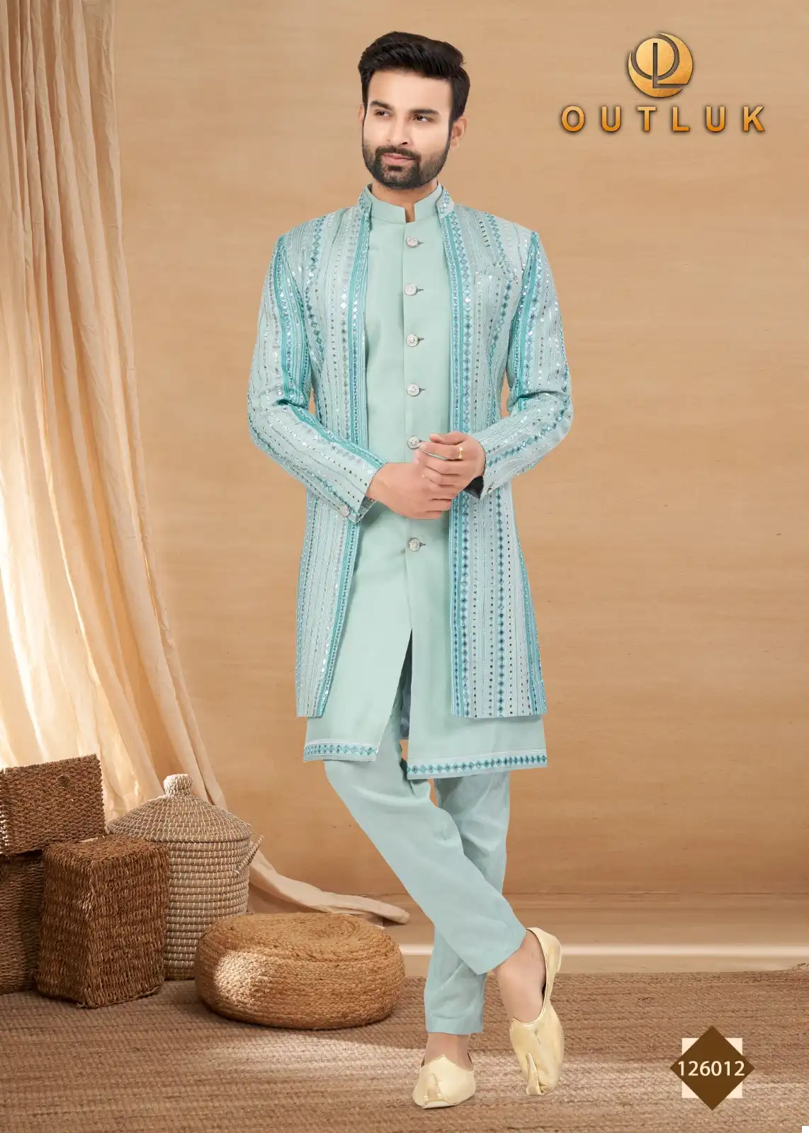 Outlook Premium Series Vol 126 Heavy Art Silk Wholesale Indo Western Sherwani Catalog — Singles, MPA wholesale from Surat — view 5